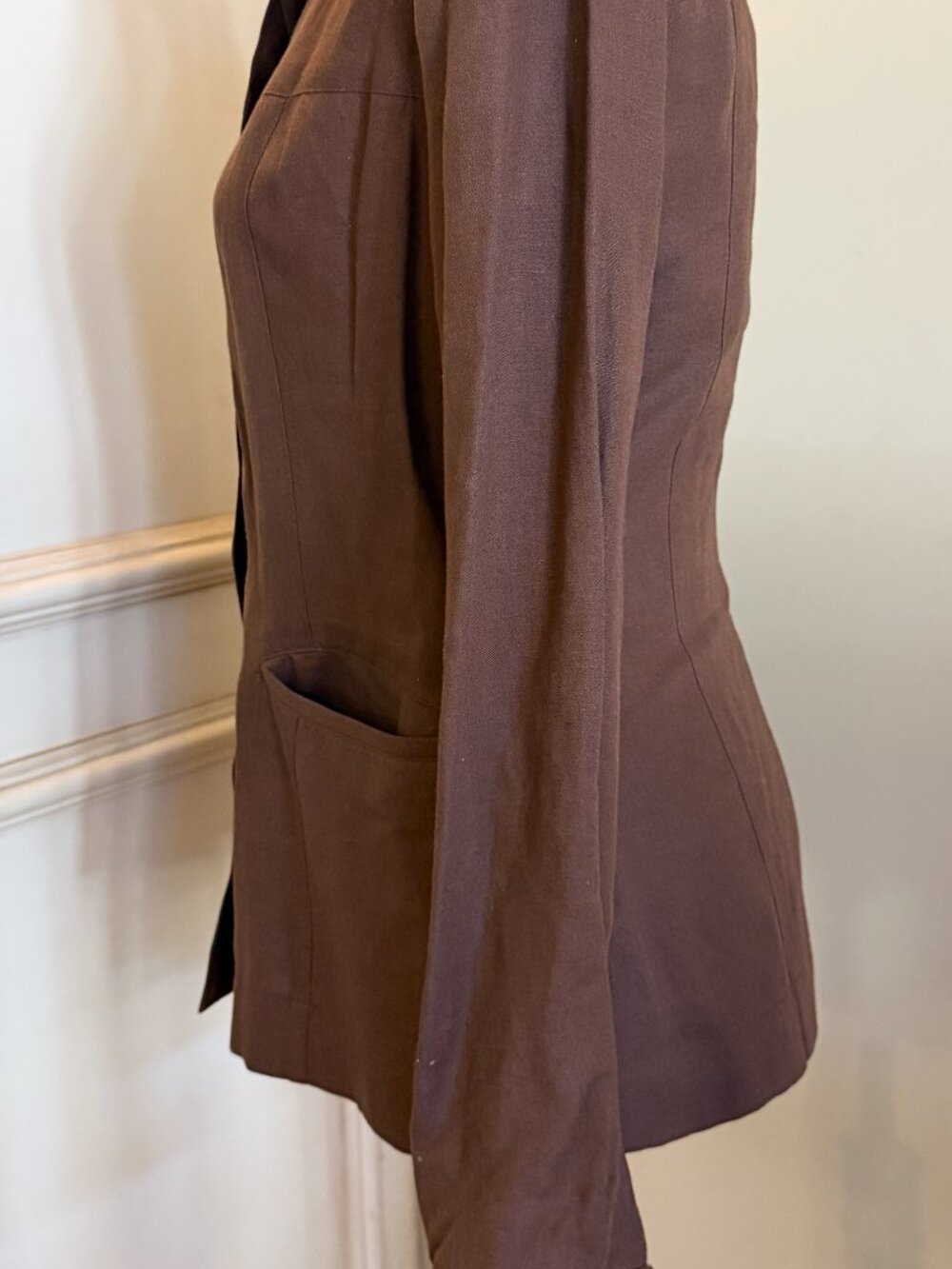 Lacoste Brown Button-Front Jacket – Women's SIZE 38 - Picture 3 of 7